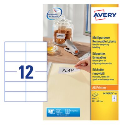 Avery Removable Lbls 99x42.3mm PK300