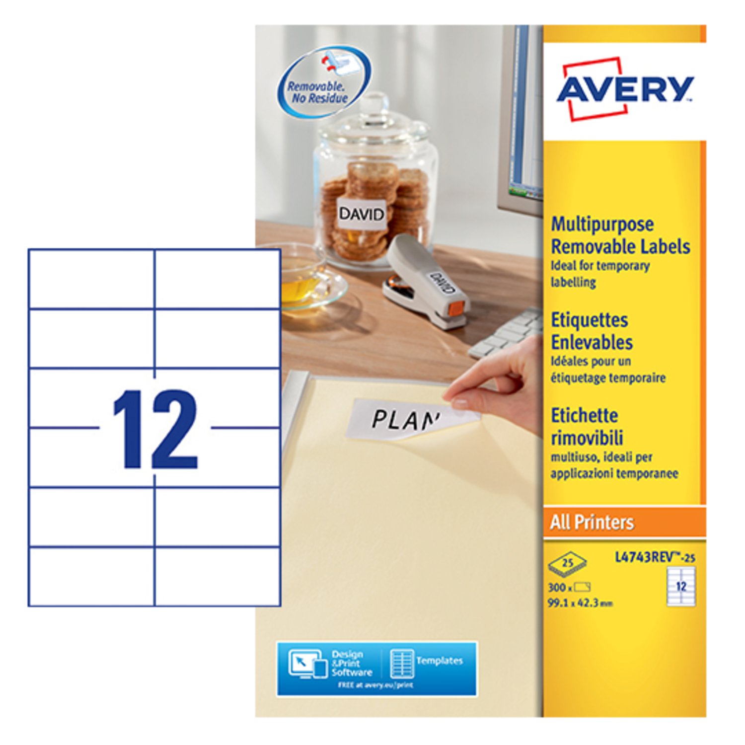 Avery Removable Lbls 99x42.3mm PK300