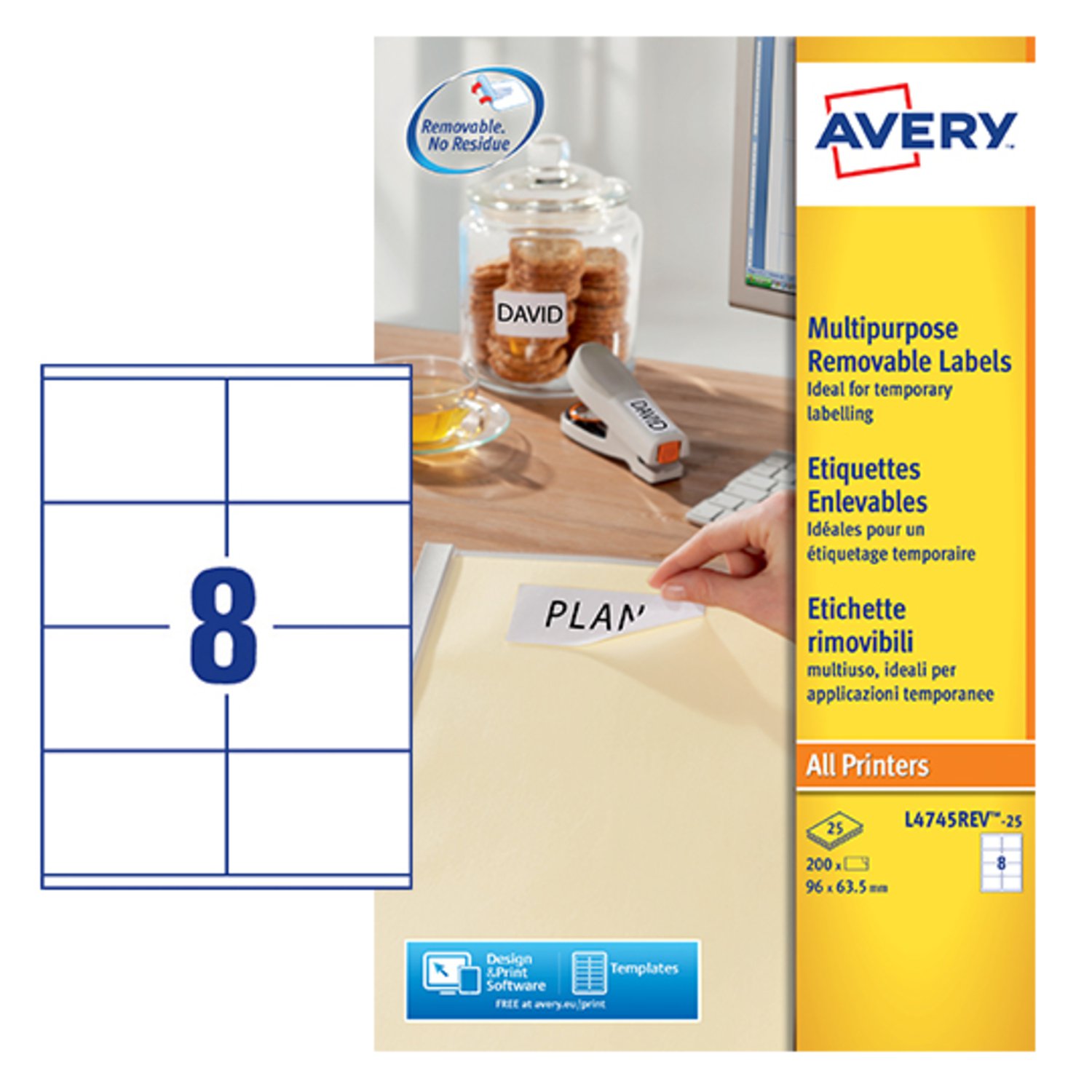 Avery Removable Lbls 96x63.5mm PK200