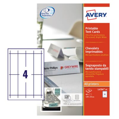 Avery Tent Cards 120x45mm PK40