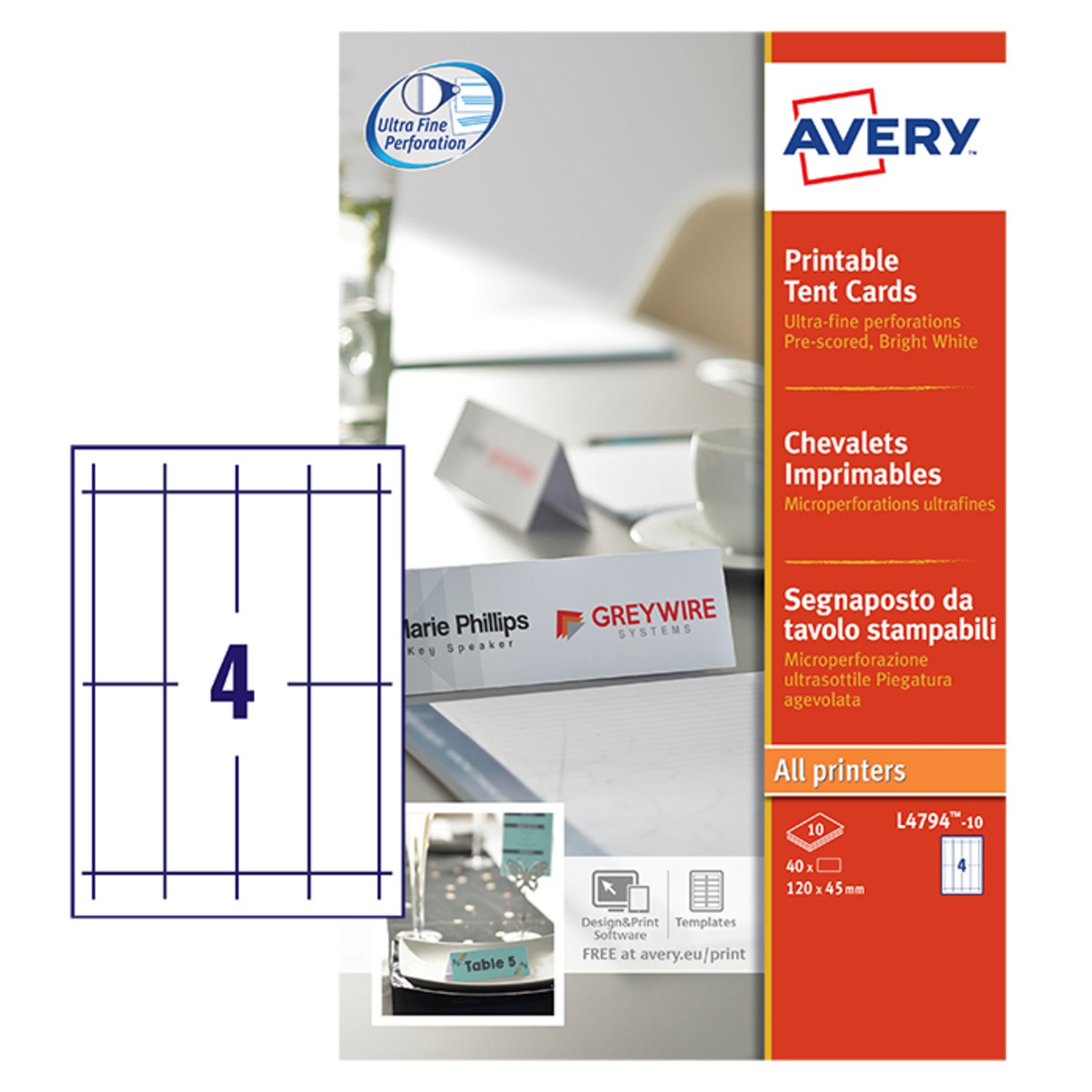 Avery Tent Cards 120x45mm PK40
