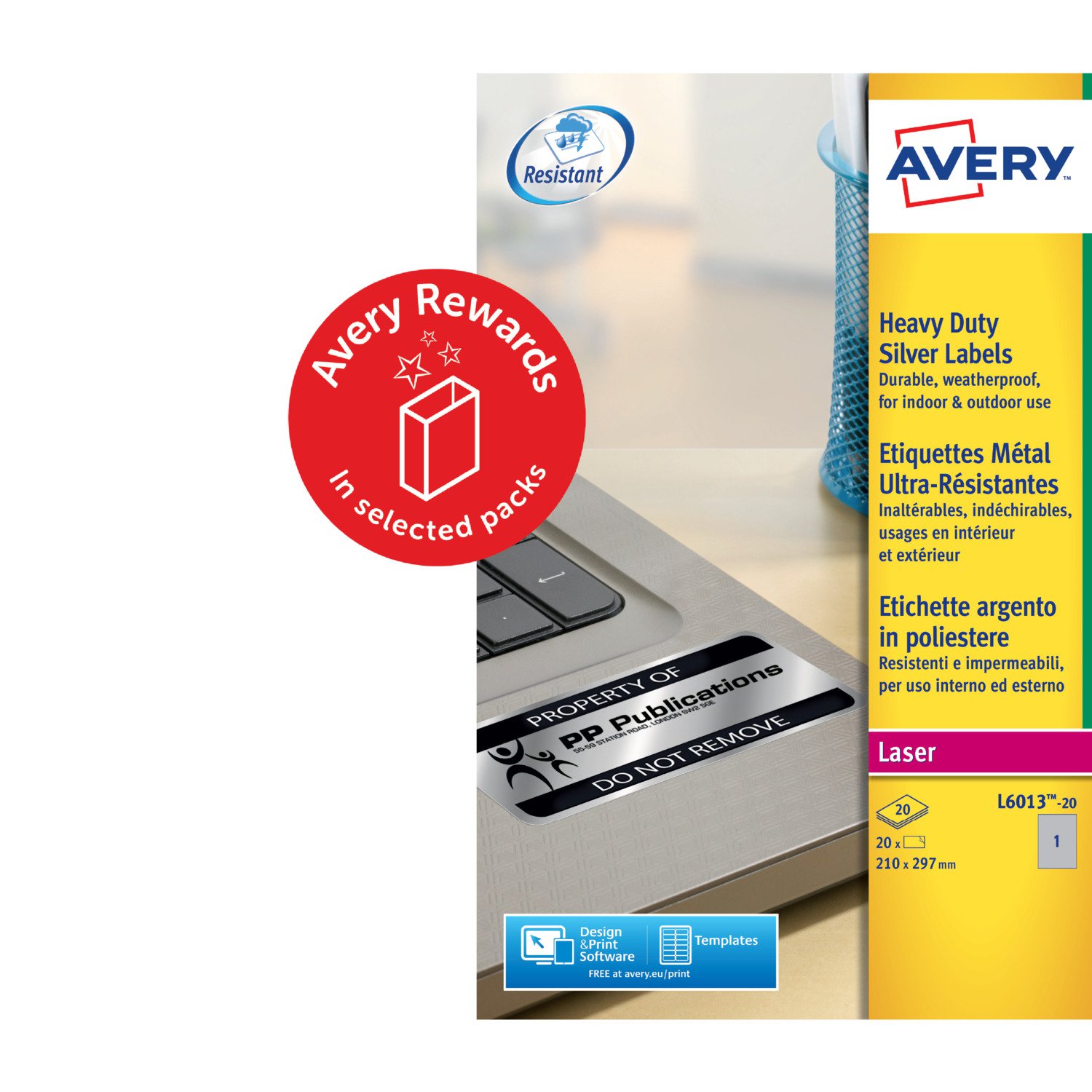 Avery Resistant Labels 210 x 297mm Pk20