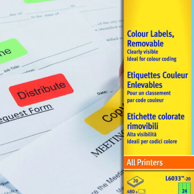 Avery Labels 63.5x34mm GN PK480