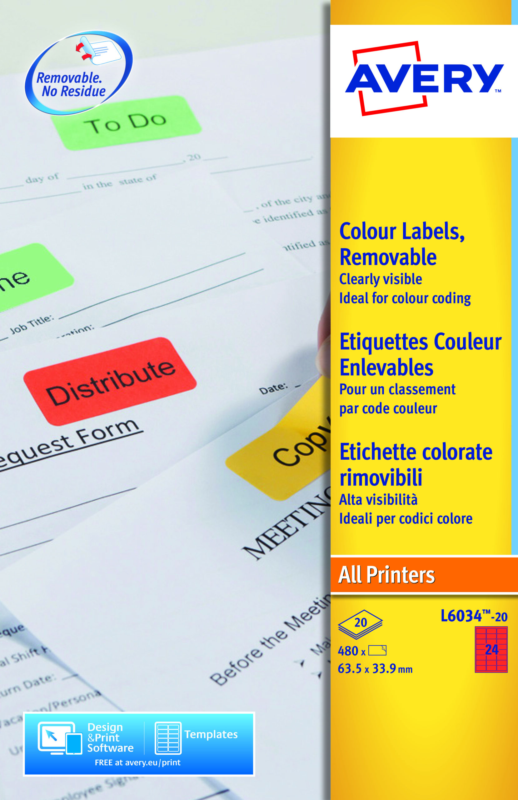 Avery Labels 63.5x34mm RD PK480