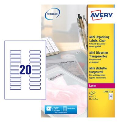 Avery Clear Mini Label 55x12mm PK500