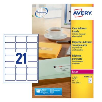 Avery Clear Label 63x38mm PK525