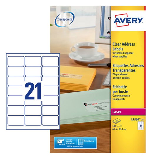 Avery Clear Label 63x38mm PK525