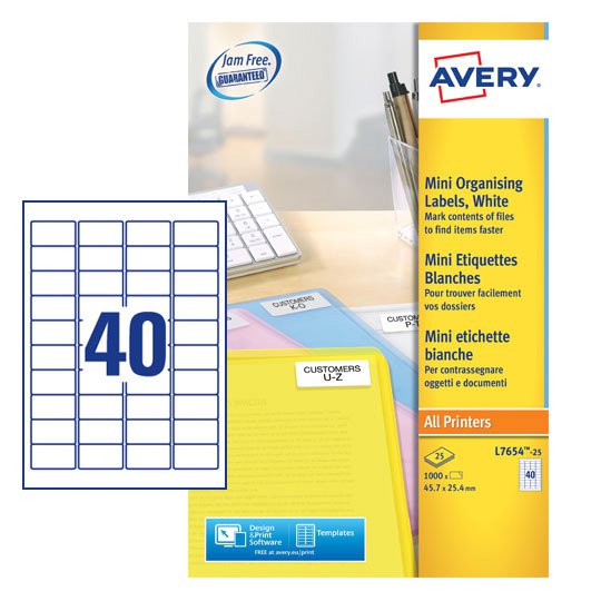 Avery Mini Label 45.7x25.4mm PK1000