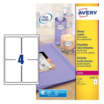 Avery Glossy Label 139x99mm PK160