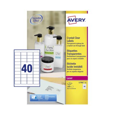 Avery Crystal Clear Lbls 46x25mm PK1000