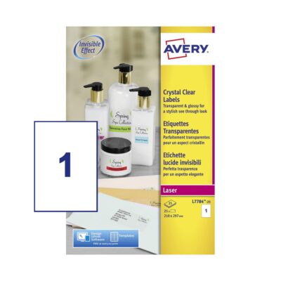Avery Crystal Clear Lbls 210x297mm PK25