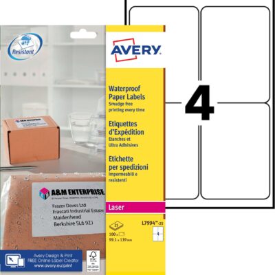 Avery Weatherproof Lbls 99x139mm PK100