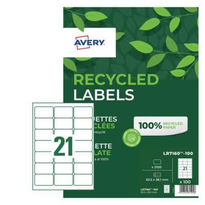 Avery QP Recycled Lbl 63x38mm PK2100
