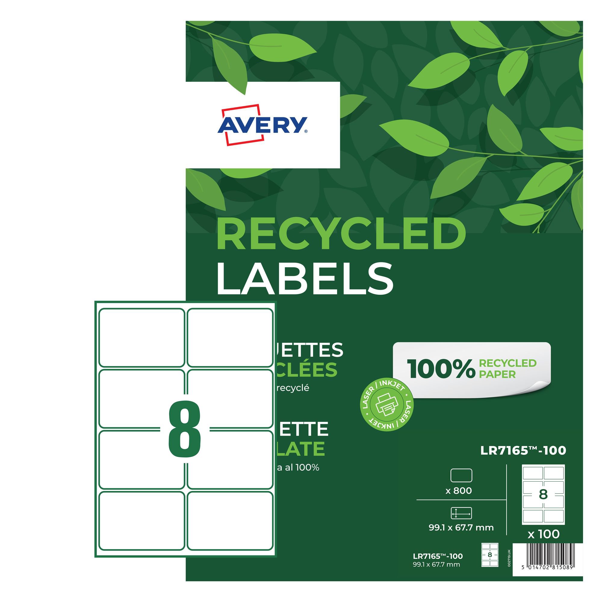 Avery QP Recycled Lbl 99x68mm PK800