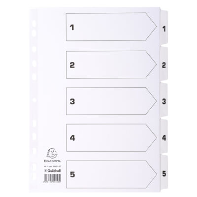 Guildhall 5 Pt Printed Index Clr Mylar