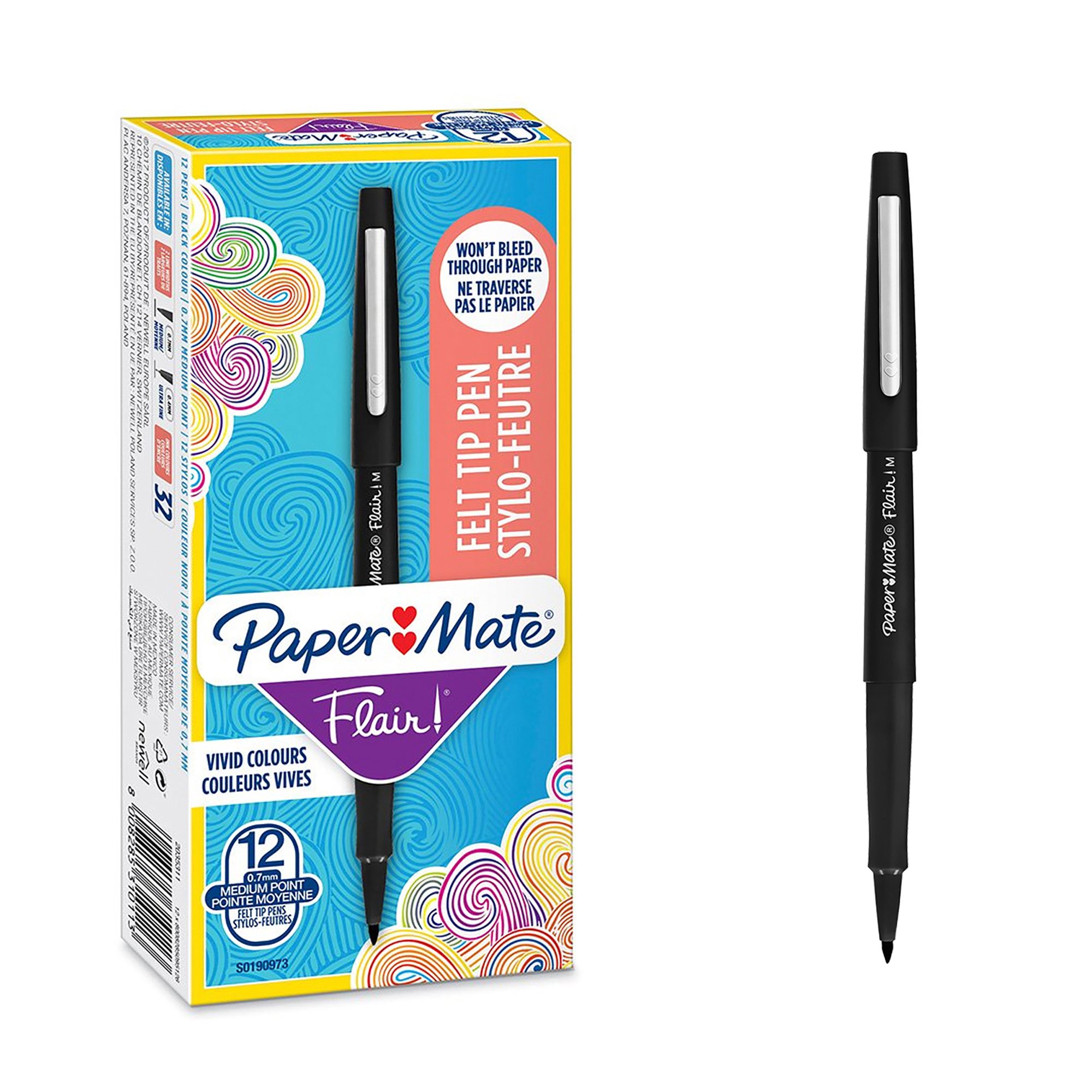 Paper Mate Flair Felt Tip BK PK12