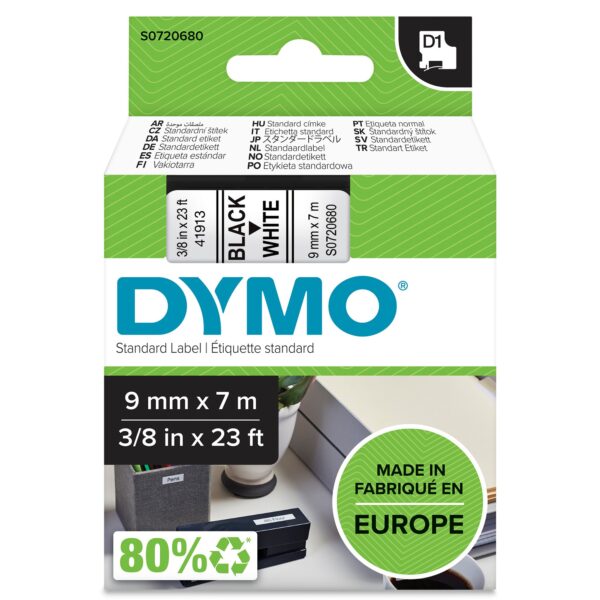 Dymo D1 Tape 9mm Black on White