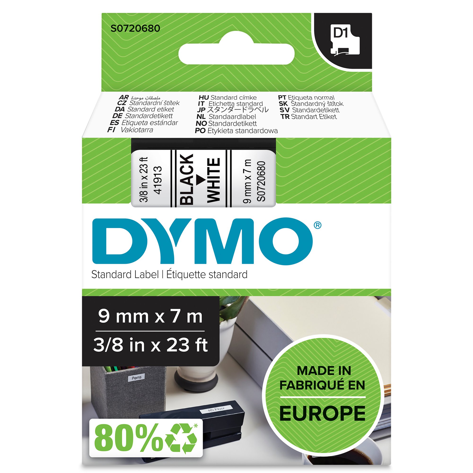 Dymo D1 Tape 9mm Black on White