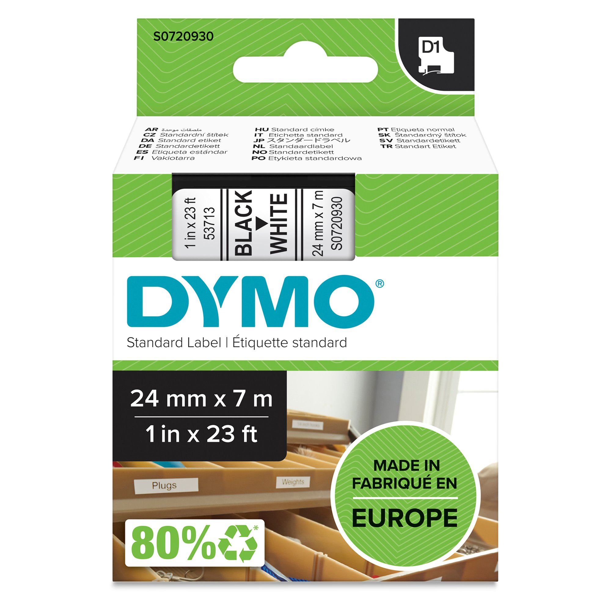 Dymo D1 Tape 24mm Black on White
