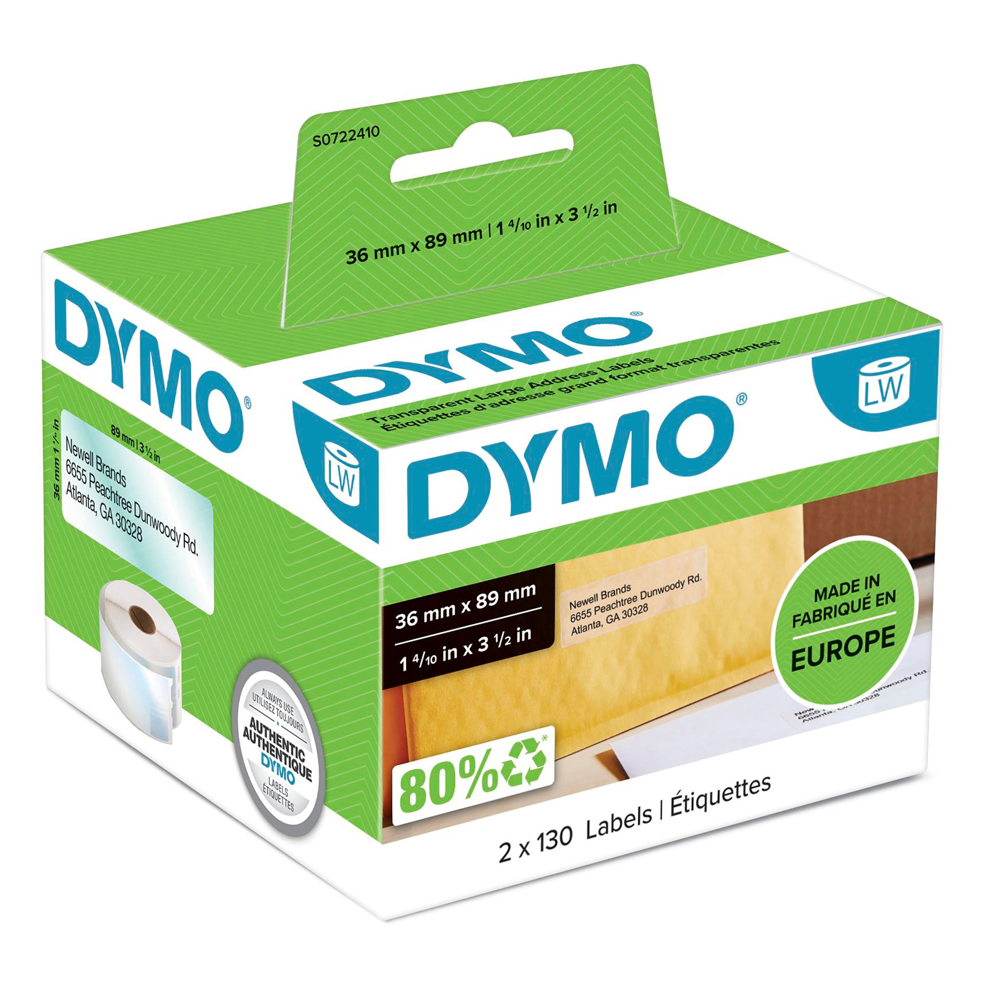 DYMO LabelWriter Clr Plastic 36x89