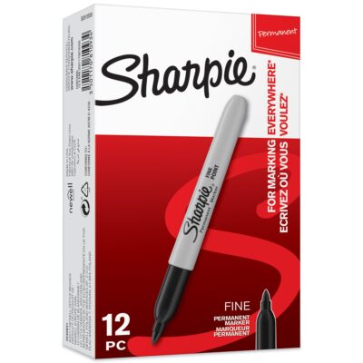 Sharpie Fine Perm Marker BK PK12