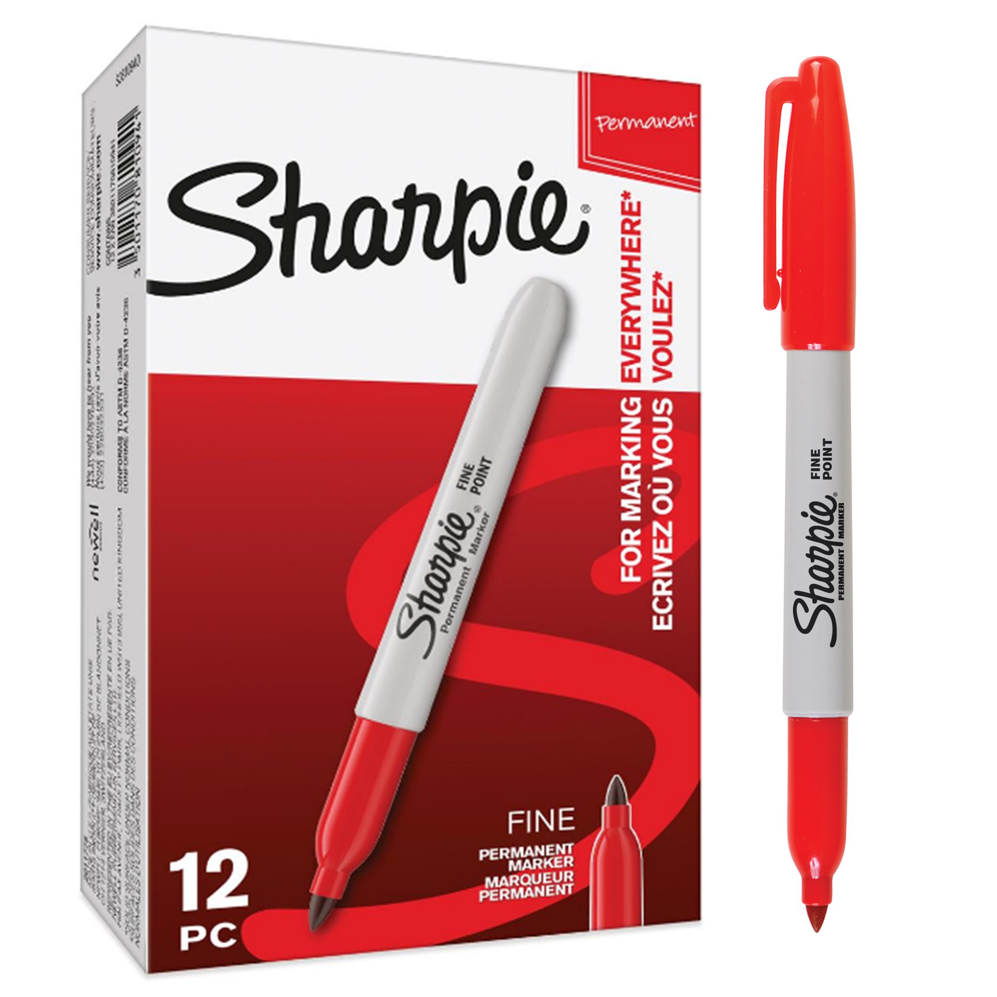 Sharpie Fine Perm Marker RD PK12