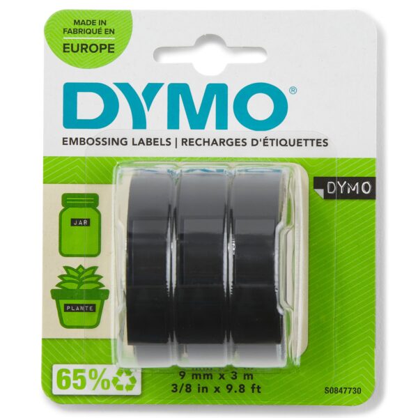 DYMO Embossing Tape 9mmX3m BK PK3