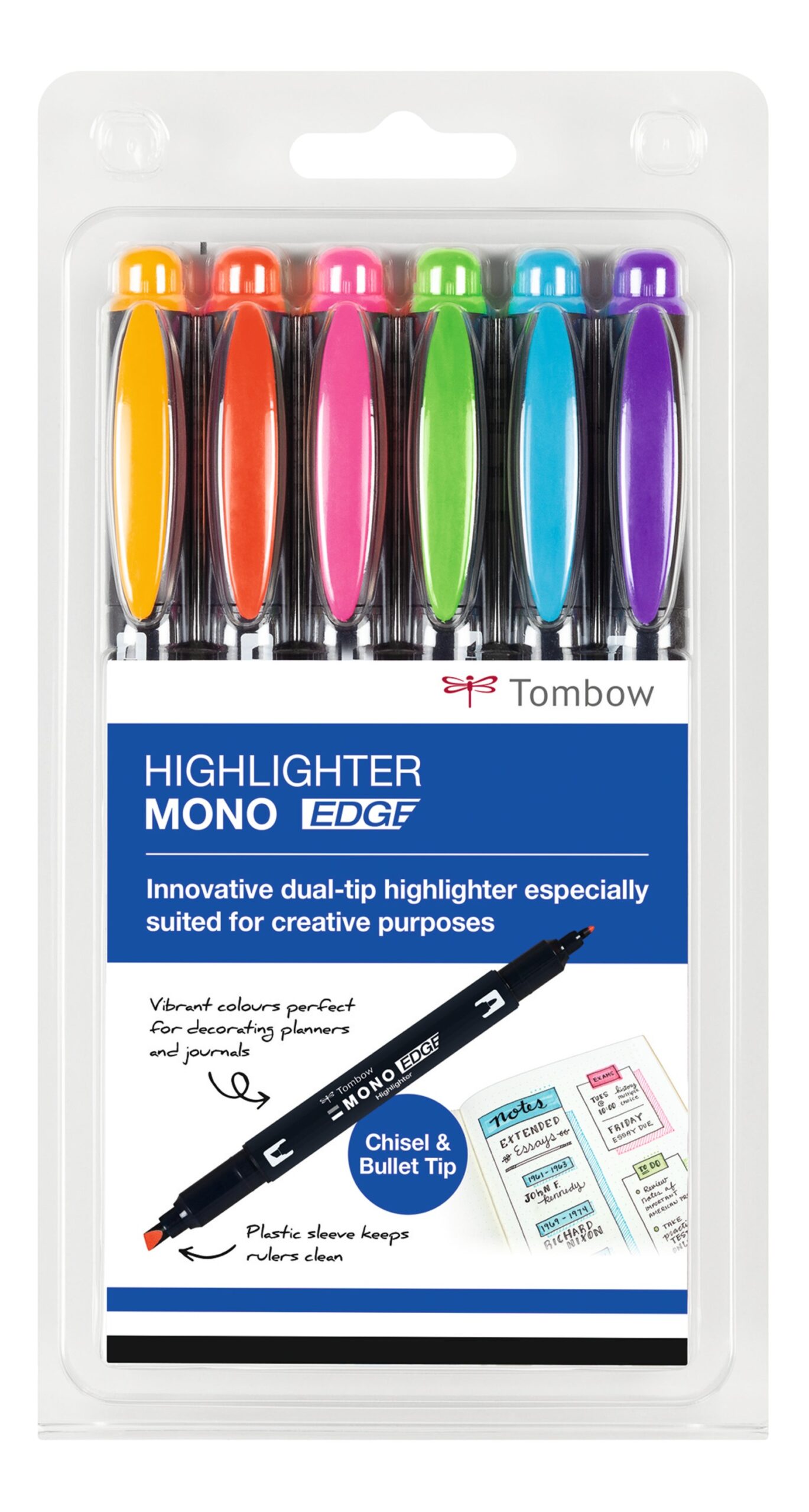 Tombow Hlighter MONO Edge Asst PK6