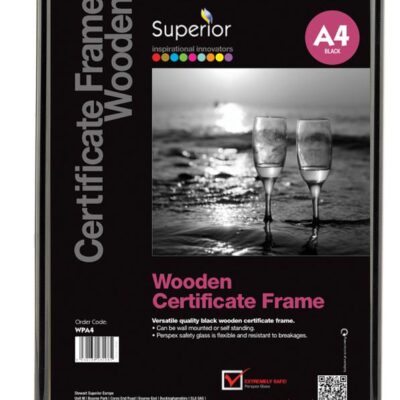 A4 Wooden Certificate Frame Black